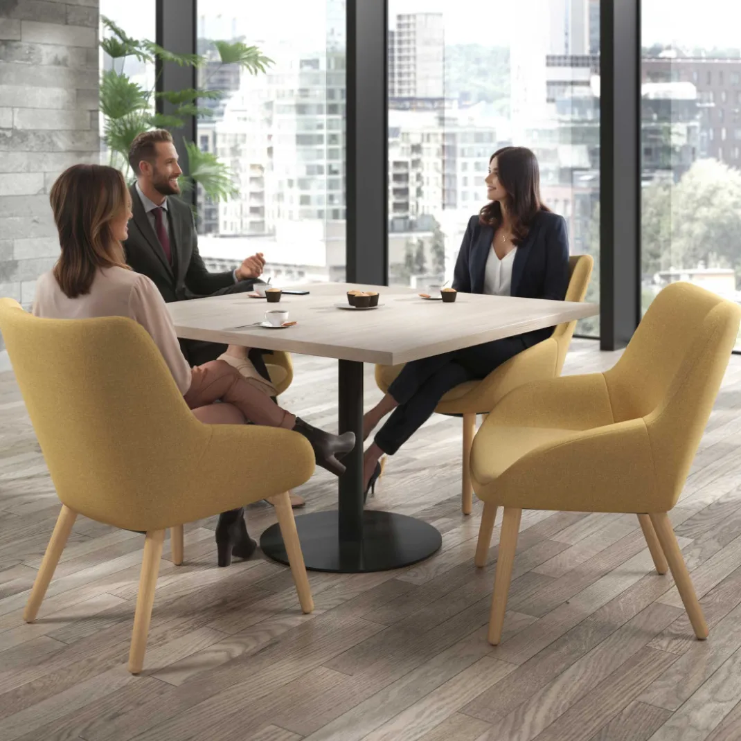Sillón de Espera Capri, respaldo Medio, base 4 patas madera