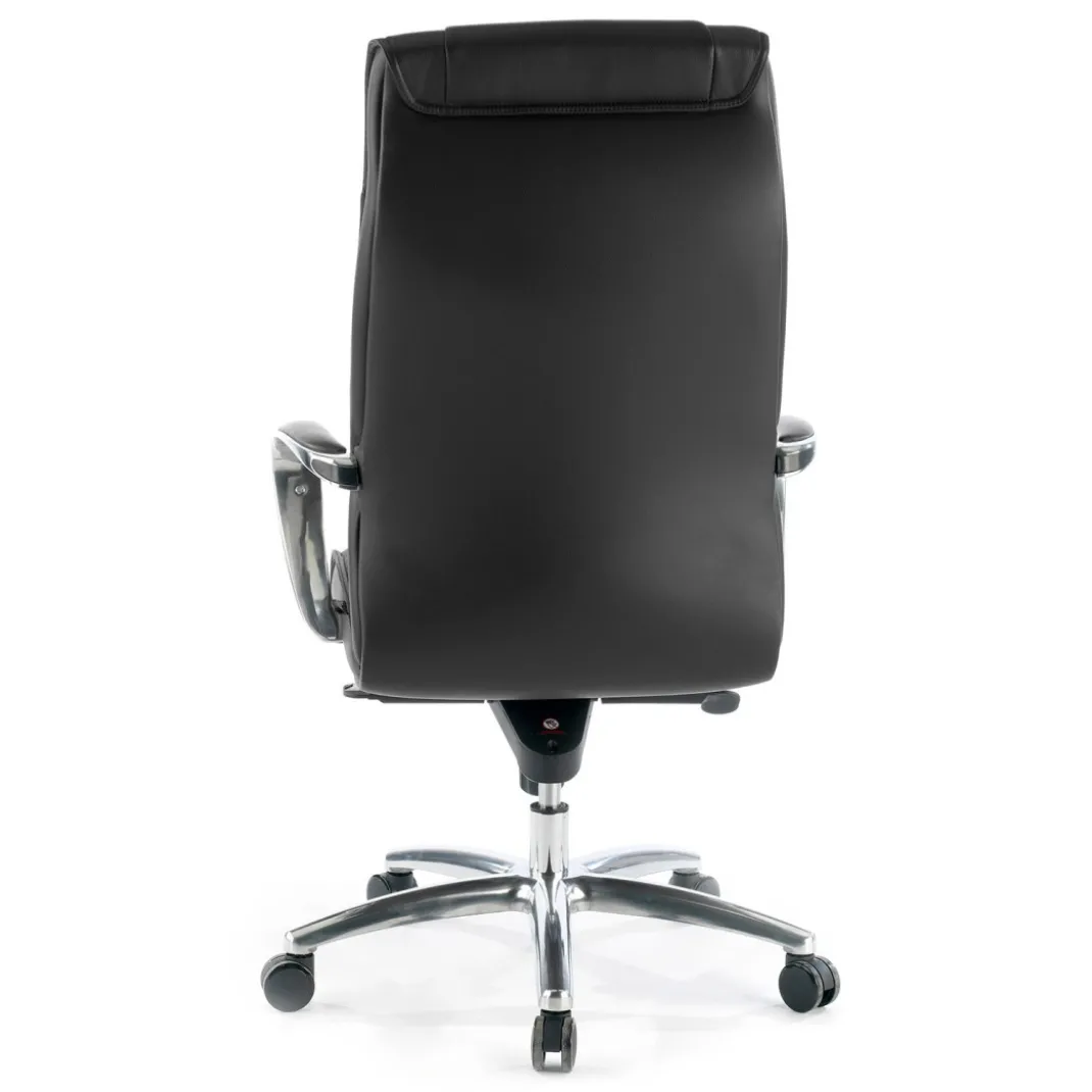 Sillón de oficina Bahia piel natural, brazos de aluminio