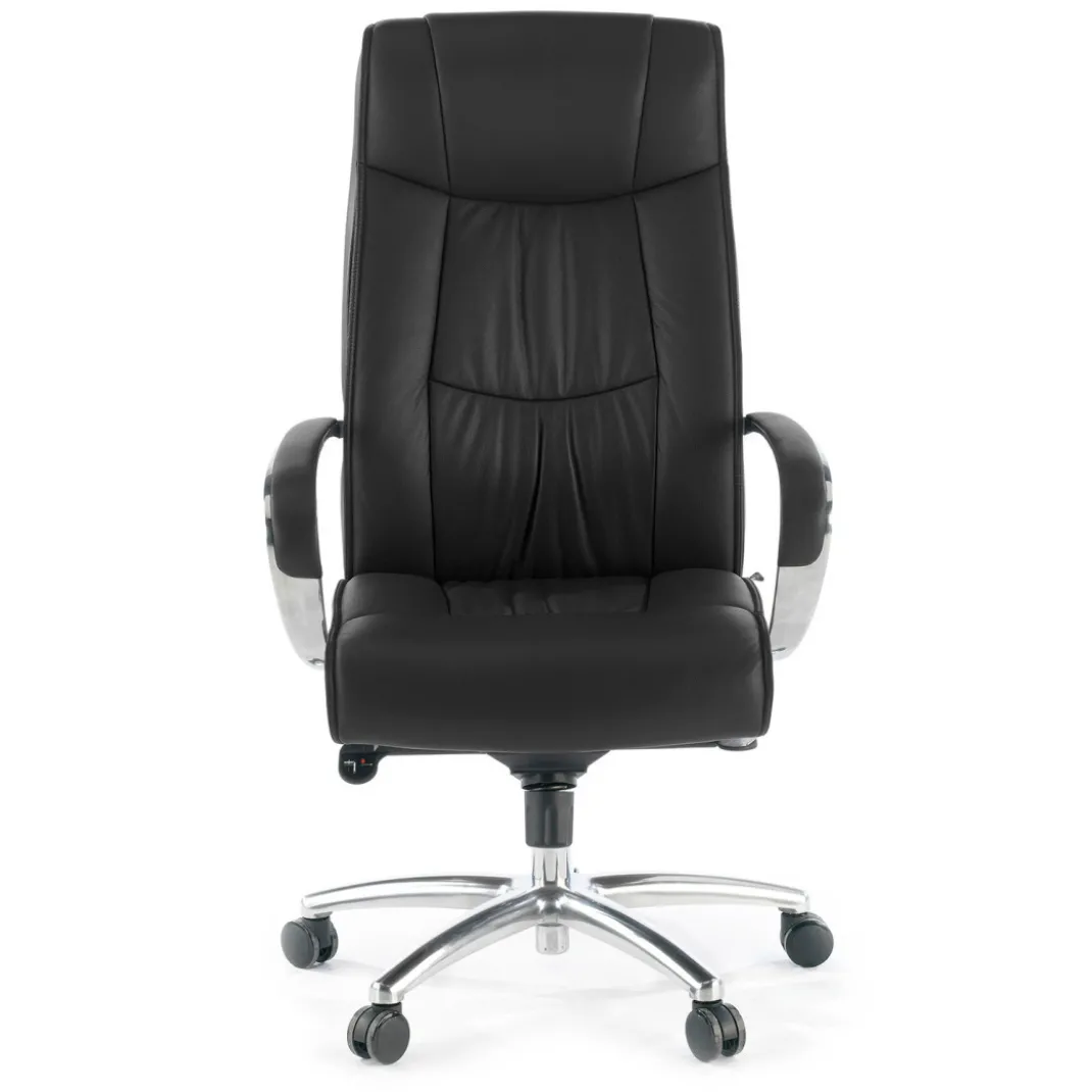 Sillón de oficina Bahia piel natural, brazos de aluminio