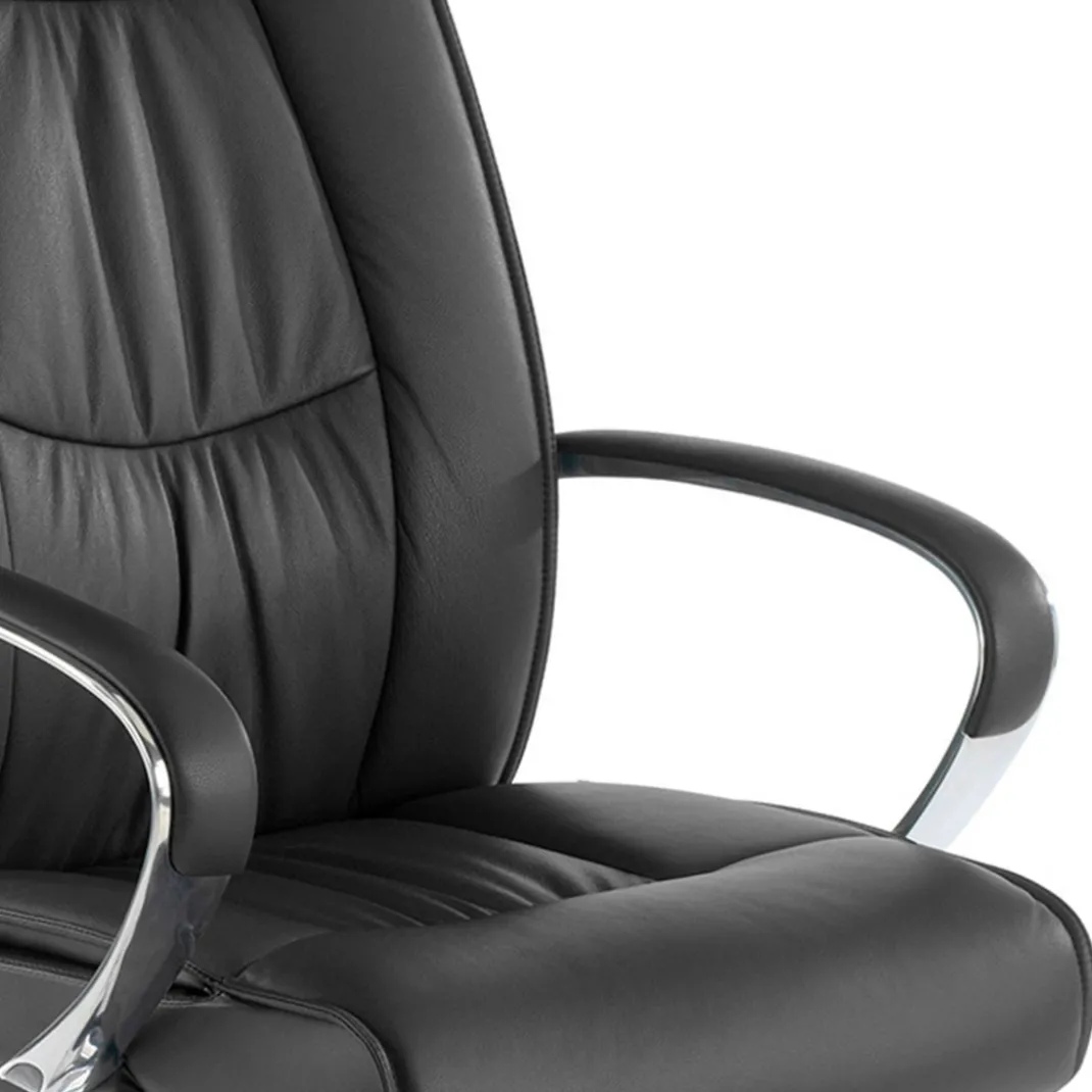 Sillón de oficina Bahia piel natural, brazos de aluminio