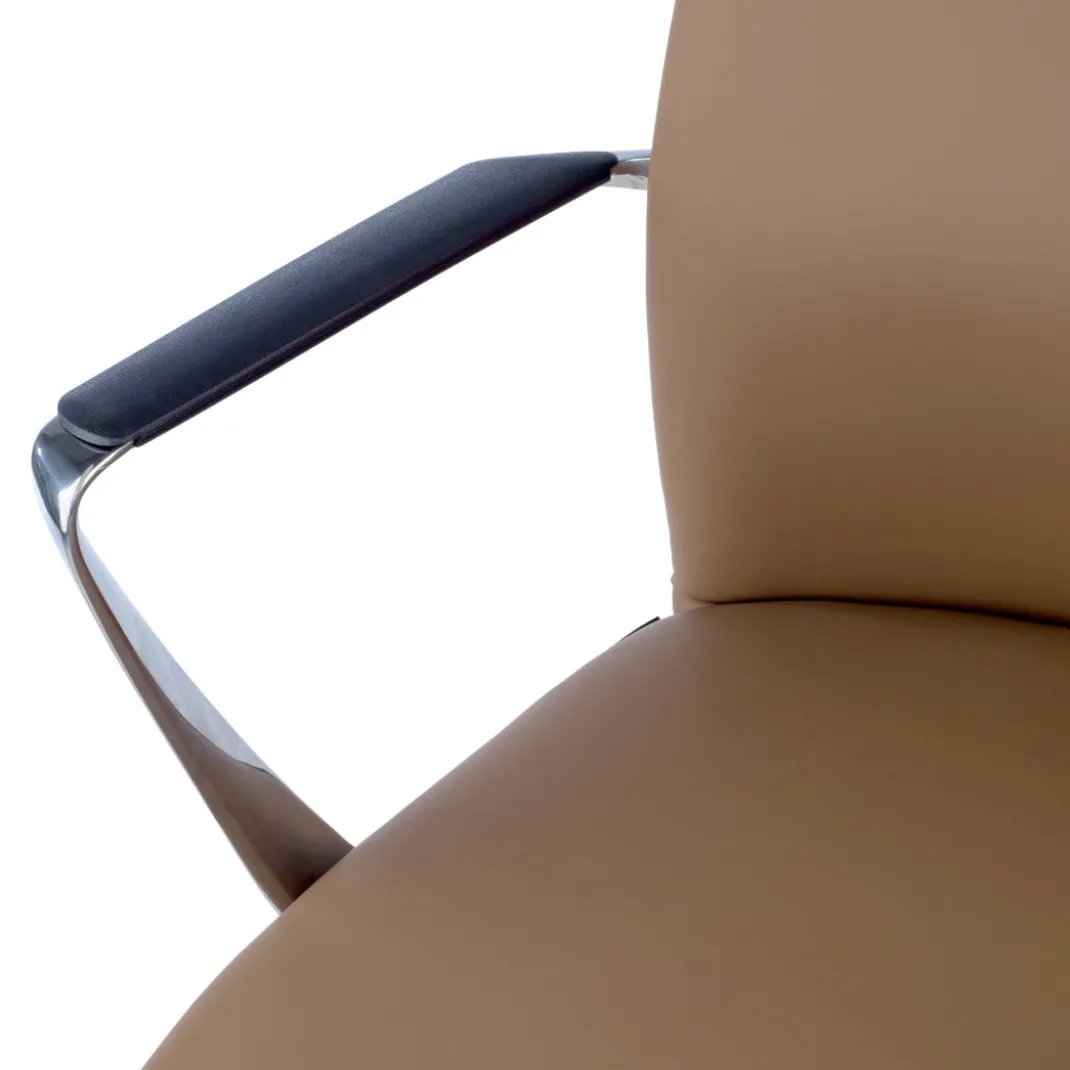 Sillón de Oficina Bristol respaldo bajo, brazos aluminio, ecopiel