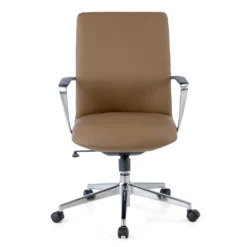 Sillón de Oficina Bristol respaldo bajo, brazos aluminio, ecopiel