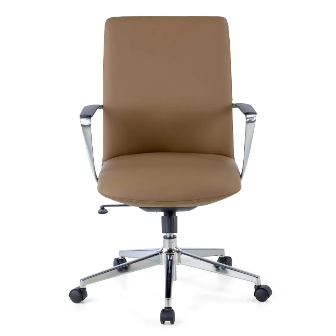 Sillón de Oficina Bristol respaldo bajo, brazos aluminio, ecopiel