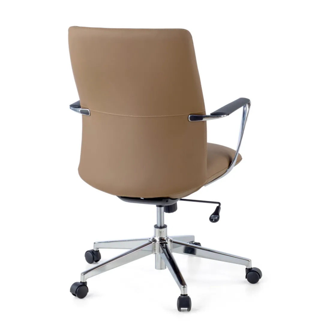 Sillón de Oficina Bristol respaldo bajo, brazos aluminio, ecopiel