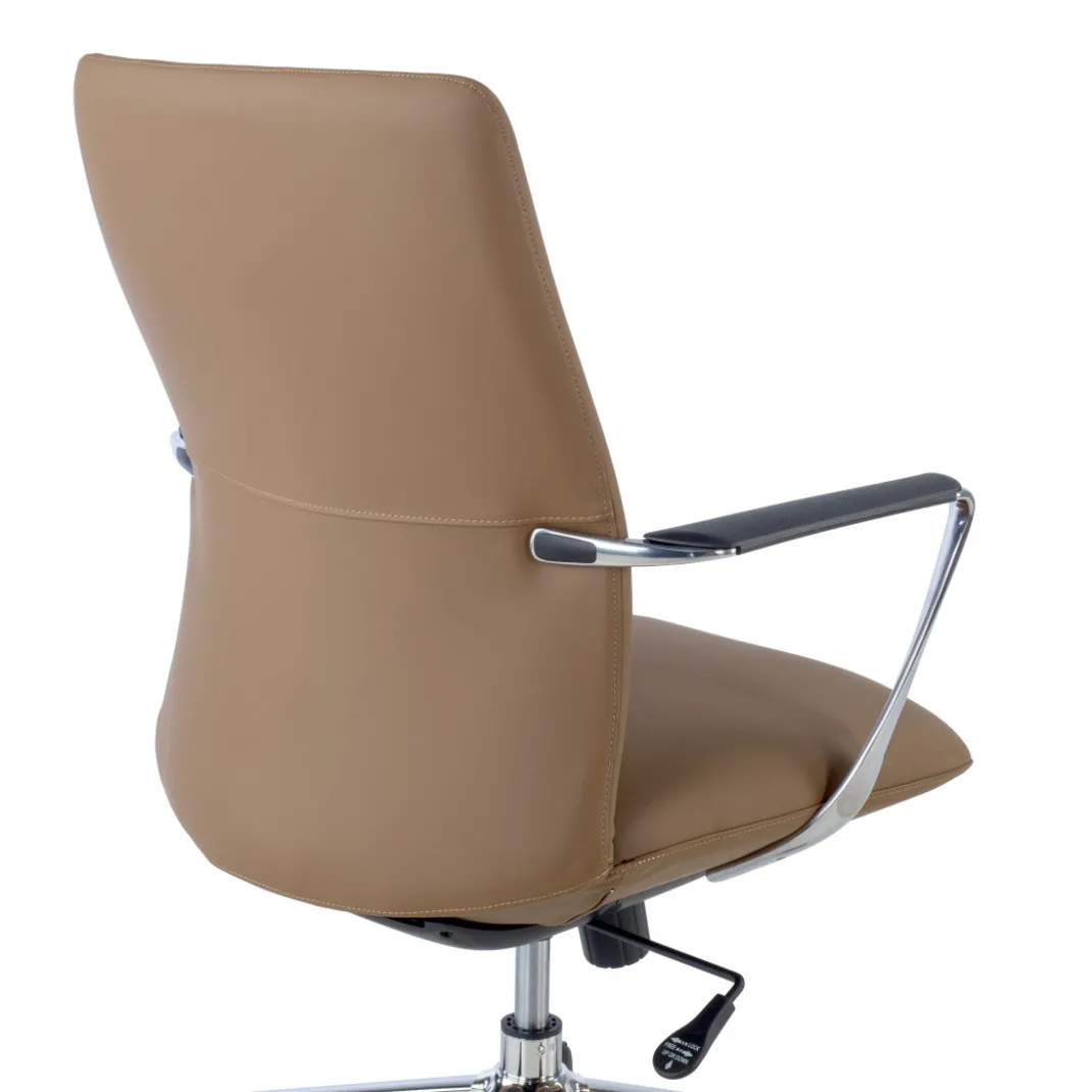 Sillón de Oficina Bristol respaldo bajo, brazos aluminio, ecopiel