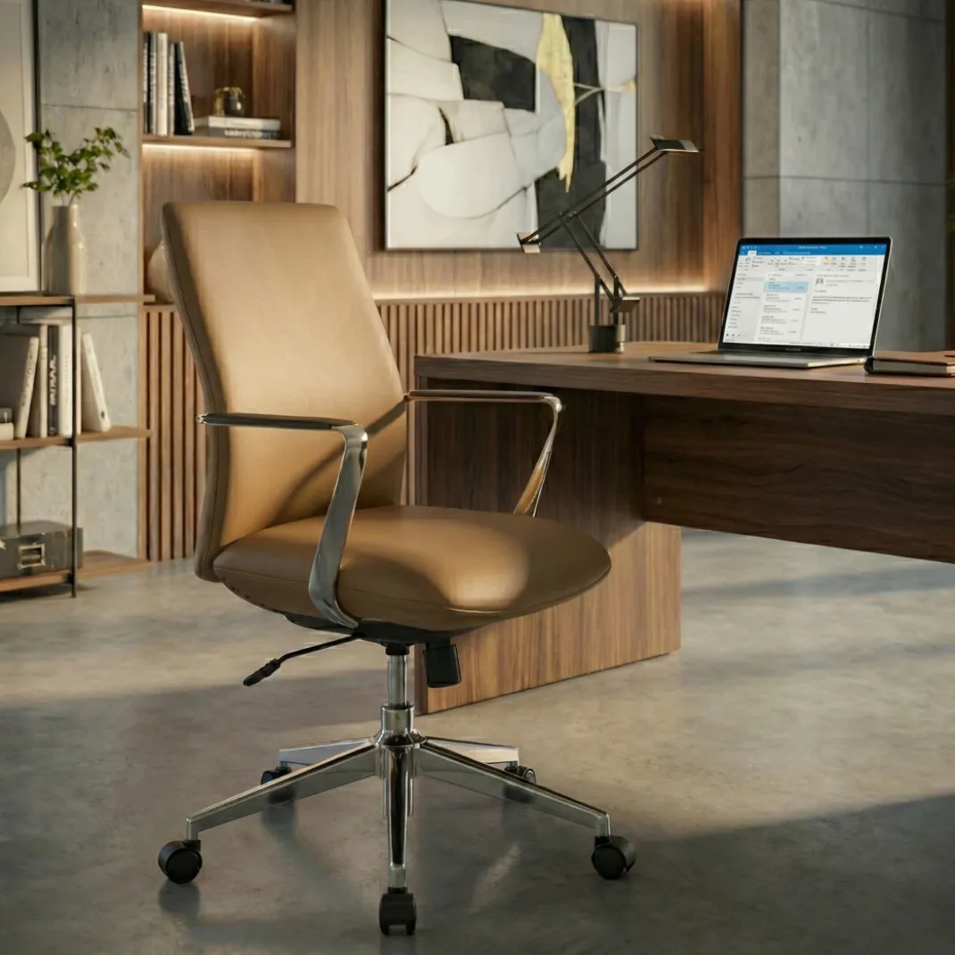 Sillón de Oficina Bristol respaldo bajo, brazos aluminio, ecopiel