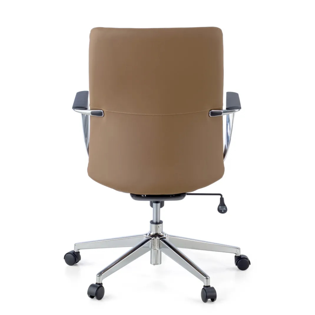 Sillón de Oficina Bristol respaldo bajo, brazos aluminio, ecopiel