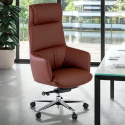 Sillón de oficina dirección President, alta gama, piel natural