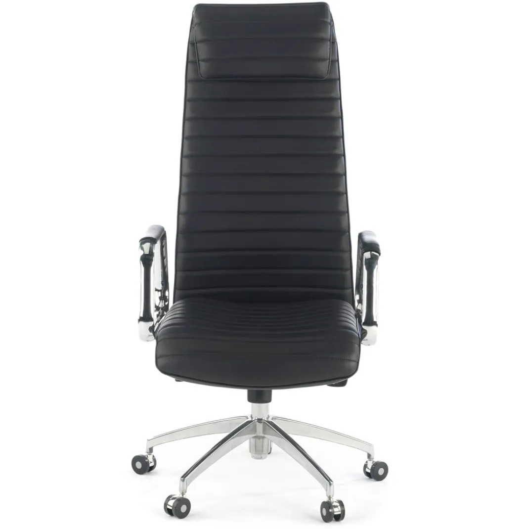 Sillón de oficina Jaguar, base aluminio, Ecopiel