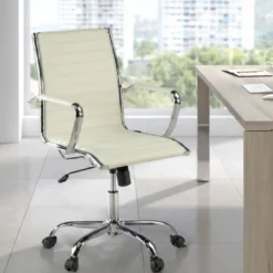 Sillón Oficina de diseño Milano, respaldo bajo ecopiel