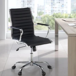 Sillón Oficina de diseño Milano, respaldo bajo ecopiel
