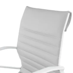 Sillón oficina Diseño Forli, estructura blanca, respaldo bajo, ecopiel