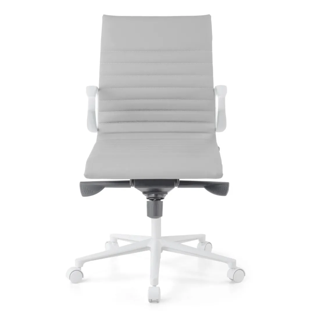 Sillón oficina Diseño Forli, estructura blanca, respaldo bajo, ecopiel