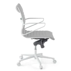 Sillón oficina Diseño Forli, estructura blanca, respaldo bajo, ecopiel