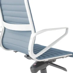Sillón oficina Diseño Forli, estructura blanca, respaldo alto, ecopiel