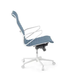 Sillón oficina Diseño Forli, estructura blanca, respaldo alto, ecopiel