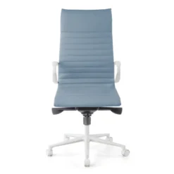 Sillón oficina Diseño Forli, estructura blanca, respaldo alto, ecopiel