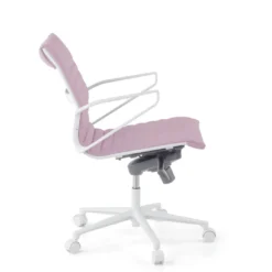 Sillón oficina Diseño Forli, estructura blanca, respaldo bajo, ecopiel