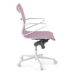 Sillón oficina Diseño Forli, estructura blanca, respaldo bajo, ecopiel