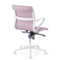 Sillón oficina Diseño Forli, estructura blanca, respaldo bajo, ecopiel