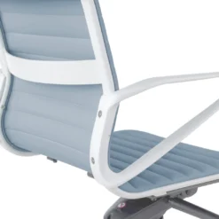 Sillón oficina Diseño Forli, estructura blanca, respaldo bajo, ecopiel