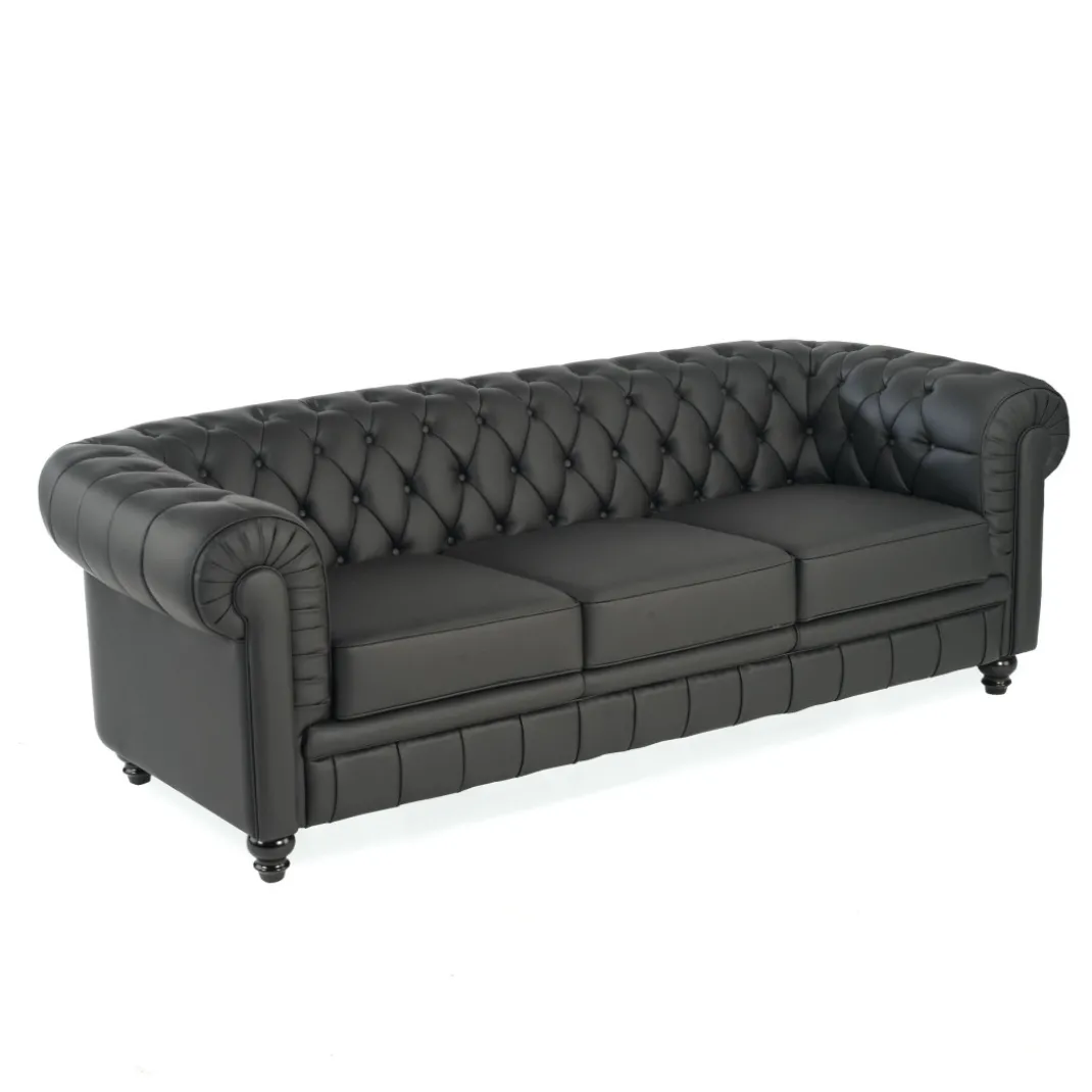 Sofa capitoné de recepción Chesterfield 3 plaza negro