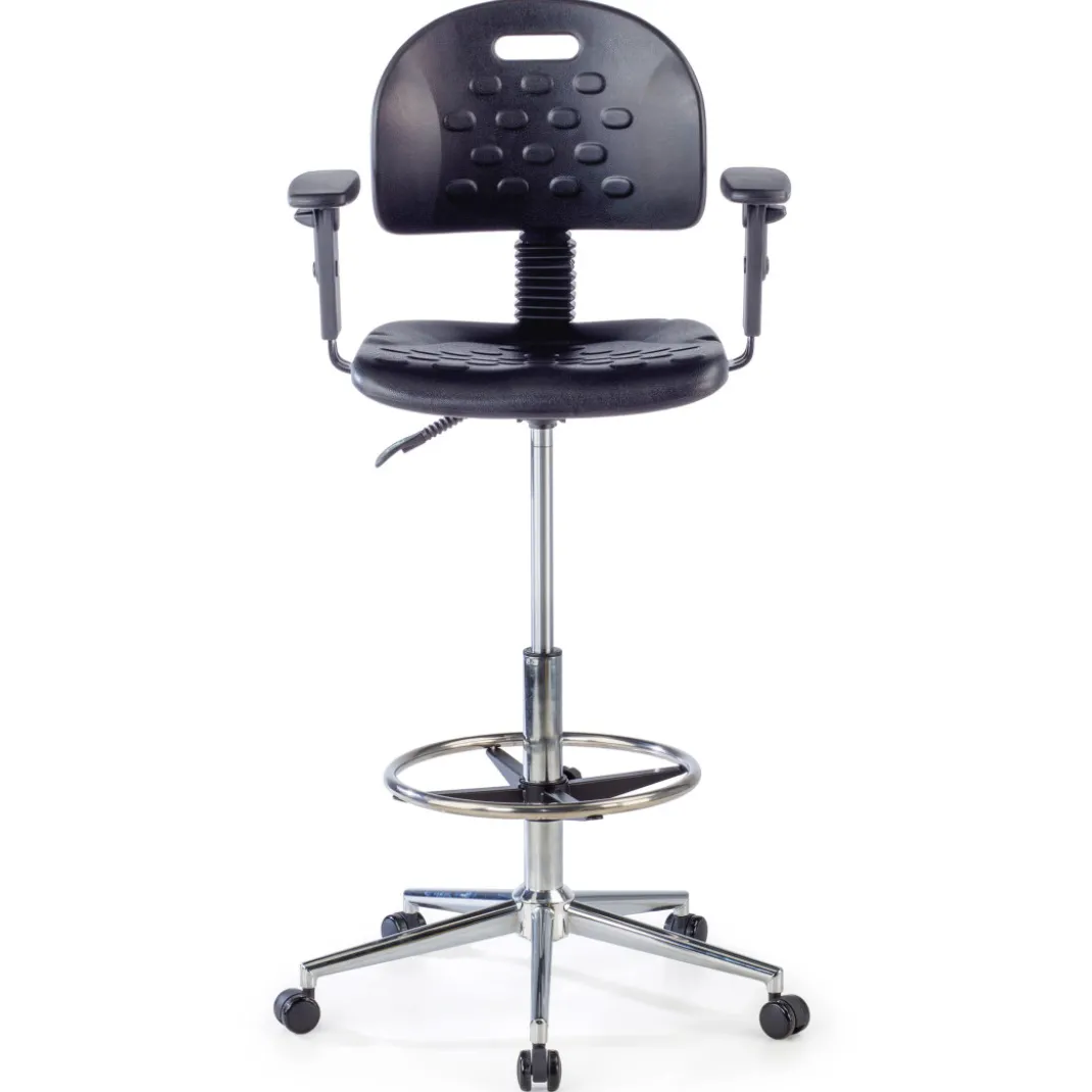 Taburete de trabajo con brazos Work 23, anilla reposapies