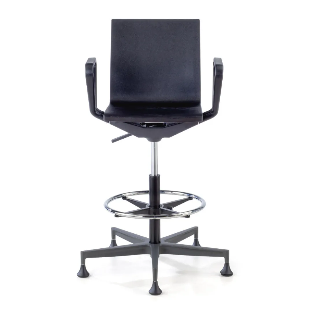 Taburete de trabajo con brazos Orbit, poliuretano rígido